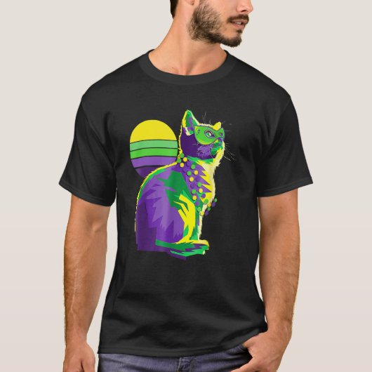 Cute Kitten Mardi Gras Cat Butterfly New Orleans W Tシャツ (正面)
