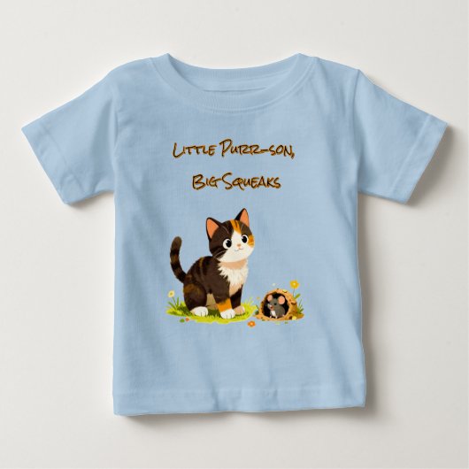 Cute Kitten Mouse T-Shirt ベビーTシャツ (正面)