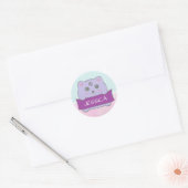 Cute Kitten Personalised Polka Dot ラウンドシール (封筒)
