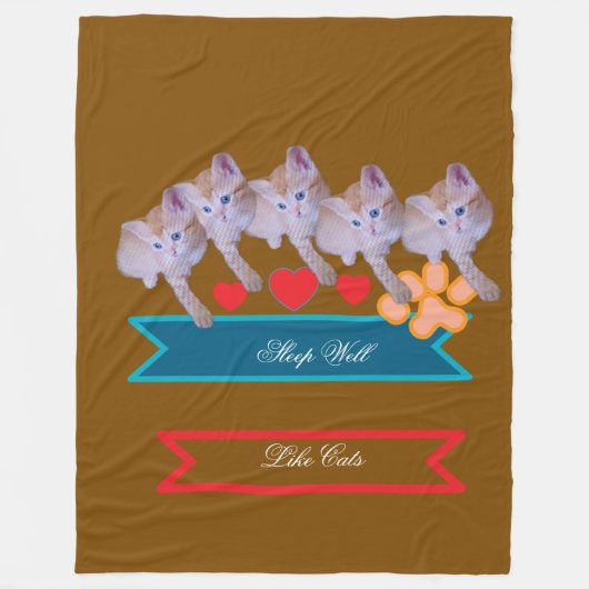 Cute Kitten Photo, Pawprint, Humor Text  フリースブランケット (正面)