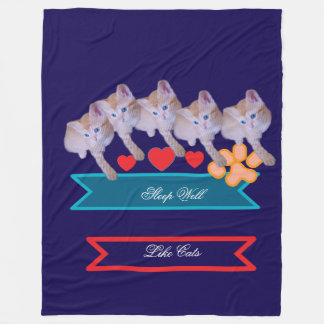 Cute Kitten Photo, Pawprint, Humor Text  フリースブランケット