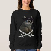 Cute Kitten Pirate wearing eye patch hat fun cat スウェットシャツ (正面)
