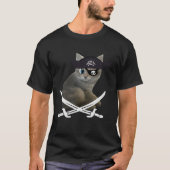 Cute Kitten Pirate wearing eye patch hat fun cat Tシャツ (正面)