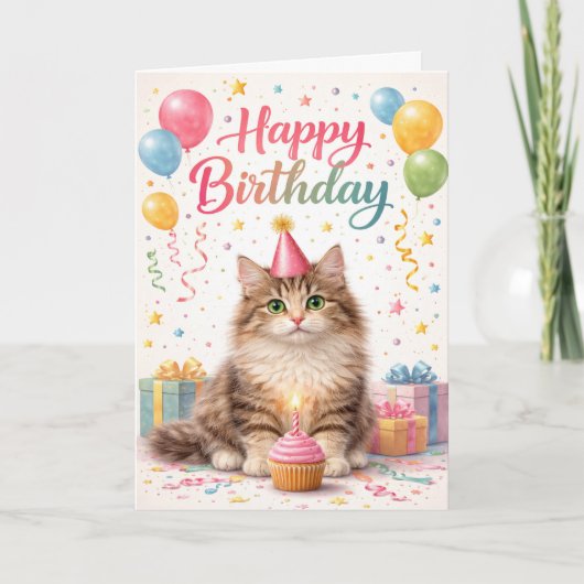 Cute Kitten Purr-fect Birthday カード (正面)