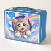 Cute Kitten Rainbow Cat Breaking Through  メタルランチボックス (裏面)
