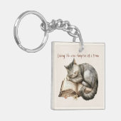 Cute Kitten Sleeping on Open Book Gift キーホルダー (正面左)