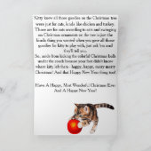 Cute Kitten Swinging On Christmas Tree Ornaments シーズンカード (内部)