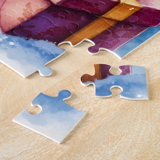 Cute Kitten Under Christmas Tree ジグソーパズル (側面)