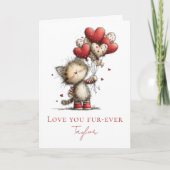 Cute Kitten Valentine Card – Love You Fur-Ever シーズンカード (正面)