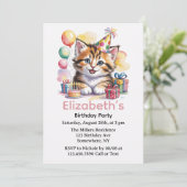 Cute Kitten Watercolor Birthday Party 招待状 (スタンド正面)