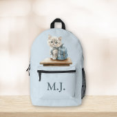 Cute Kitten with Backpack Custom Monogram Backpack プリントバックパック