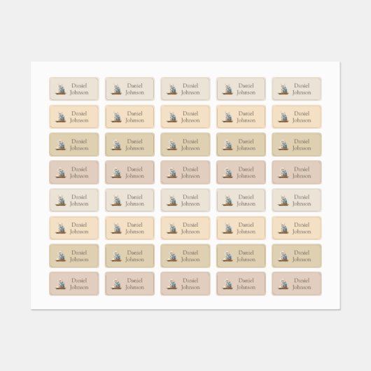 Cute Kitten with Backpack Neutral Clothes ラベル (シート)