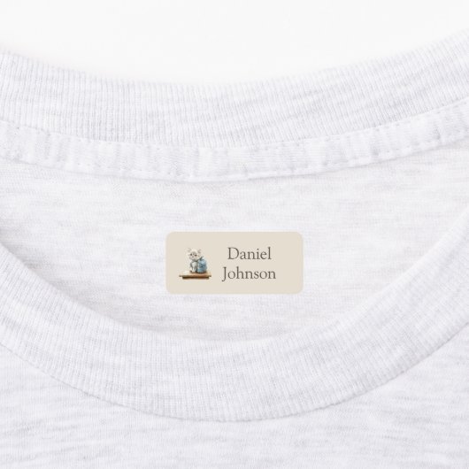 Cute Kitten with Backpack Neutral Clothes ラベル (貼付)