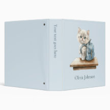 Cute Kitten with Backpack Personalized Binder