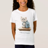 Cute Kitten with Backpack Personalized Kid Tシャツ (正面)