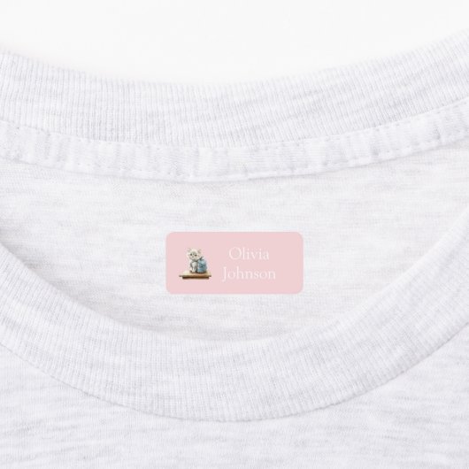 Cute Kitten with Backpack Pink and Lilac Clothes ラベル (貼付)