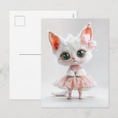 Cute Kitten with big eyes in Pink Dress シーズンポストカード (正面/裏面)
