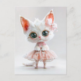 Cute Kitten with big eyes in Pink Dress シーズンポストカード