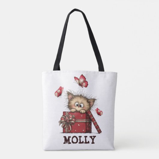 Cute Kitten with Butterflies Personalized トートバッグ (裏面)