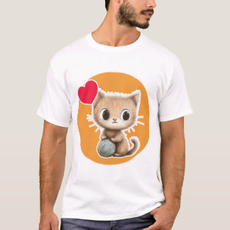 Cute Kitten with its Yarn ball Tシャツ