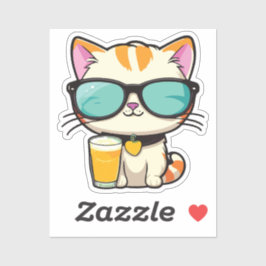 cute kitten with soda シール