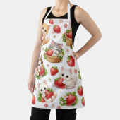 Cute Kittens and Strawberries Kitchen Apron エプロン (インサイチュ)
