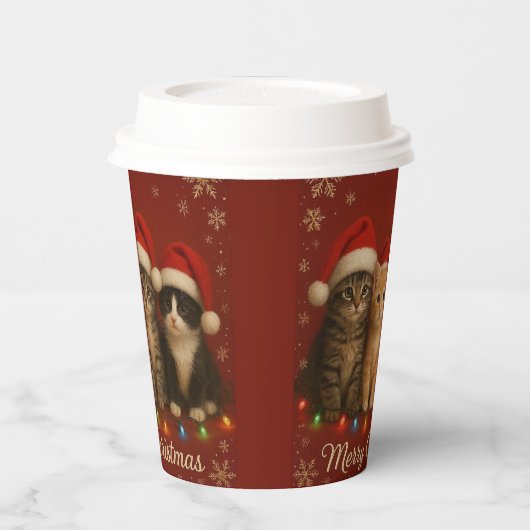 Cute Kittens Christmas Cup. 紙コップ (左)