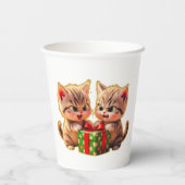 **Cute Kittens Fighting Over a Gift – Funny Christ 紙コップ (裏面)