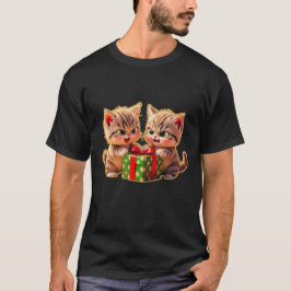 **Cute Kittens Fighting Over a Gift – Funny Christ Tシャツ