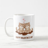 Cute Kittens Happy Valentine's Day Mug Cat Lover コーヒーマグカップ (左)