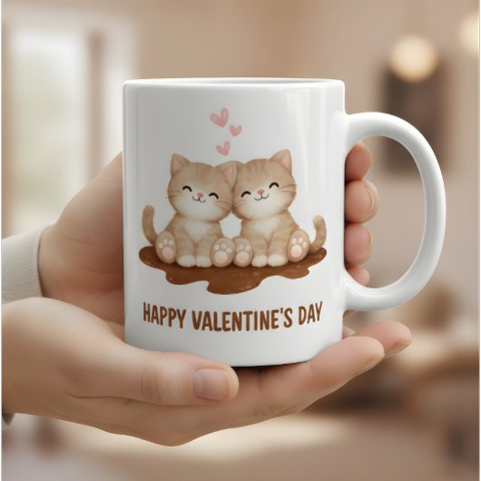 Cute Kittens Happy Valentine's Day Mug Cat Lover コーヒーマグカップ