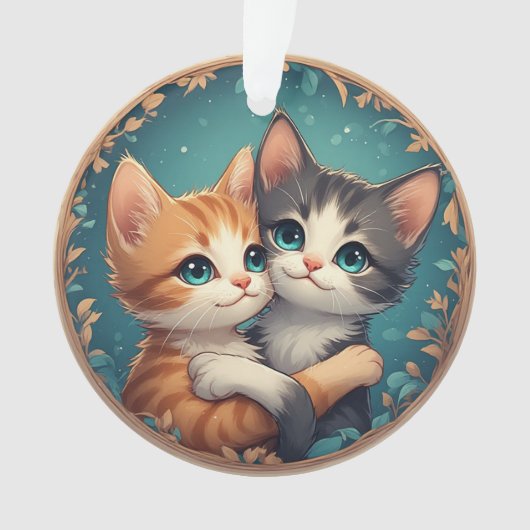Cute Kittens Hugging Together オーナメント (正面)