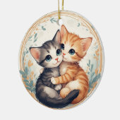 Cute Kittens Hugging Together セラミックオーナメント (左)