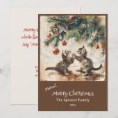 Cute Kittens on Christmas Tree シーズンカード (正面/裏面)
