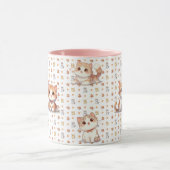 Cute Kittens & Paw Prints Pink Coffee Mug マグカップ (中央)