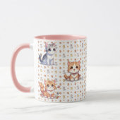 Cute Kittens & Paw Prints Pink Coffee Mug マグカップ (左)