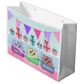 Cute Kittens Personalised Happy Birthday ラージペーパーバッグ (正面アングル)