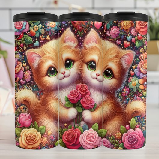 Cute Kittens Rose Bouquet タンブラー