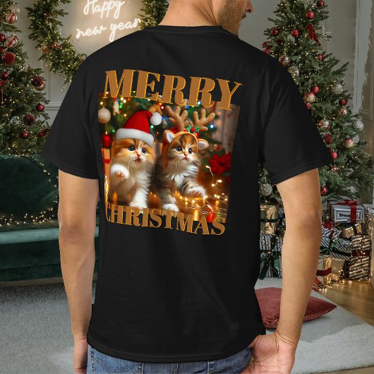 Cute kittens with Santa Claus and reindeer hats 1 Tシャツ