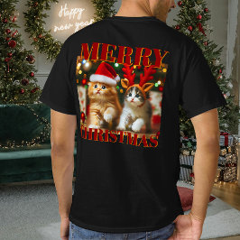 Cute kittens with Santa Claus and reindeer hats 2 Tシャツ
