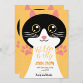 Cute Kitty Baby Arrival Announcement サンキューカード (正面/裏面)