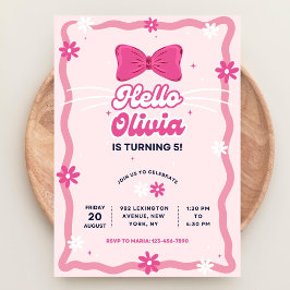 Cute Kitty Birthday Invitation, Editable Kitty Bir 招待状