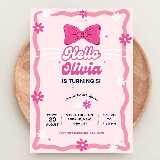 Cute Kitty Birthday Invitation, Editable Kitty Bir 招待状
