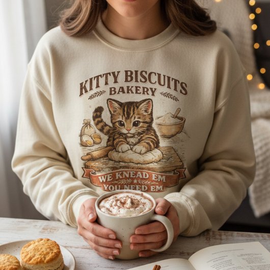 Cute Kitty Biscuits Bakery "We Knead 'Em" Pun  Tシャツ