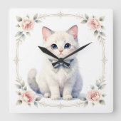 cute kitty cat clock スクエア壁時計 (正面)