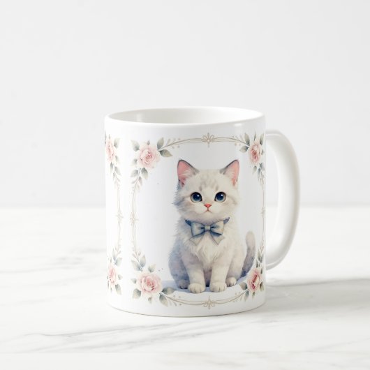 cute kitty cat coffee mug コーヒーマグカップ (正面右)