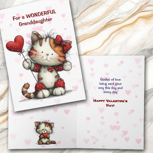 Cute Kitty Cat Granddaughter Valentine Card シーズンカード