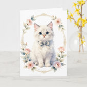cute kitty cat greeting card カード (黄色い花)