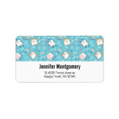 Cute Kitty Cat Pattern Whimsical ラベル (正面)