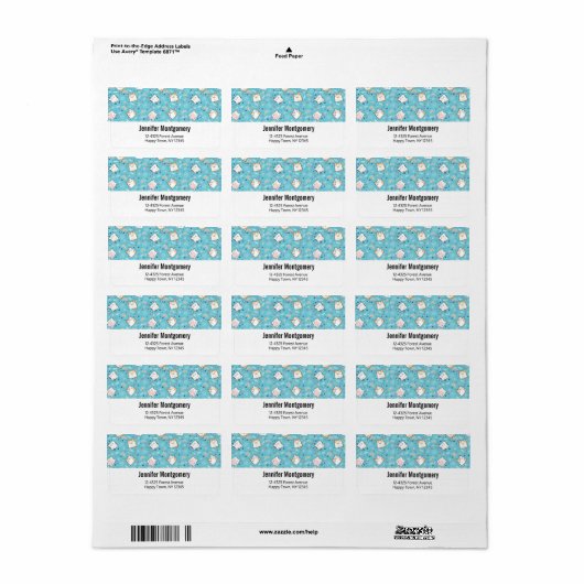 Cute Kitty Cat Pattern Whimsical ラベル (フルシート)